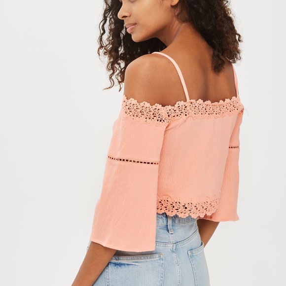 NWT Topshop Coral Crochet Top - Picture 2 of 4